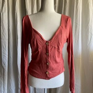 Fashion Nova Pink Long Sleeve Fitted Button Down